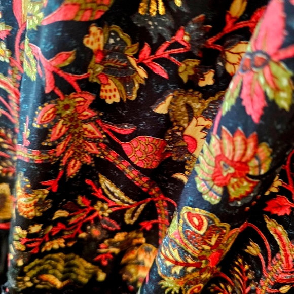 KARMA Hwy Gilded Tiered Ruffle Hem Lg. Dress Red Grn OS NWT - Picture 10 of 15